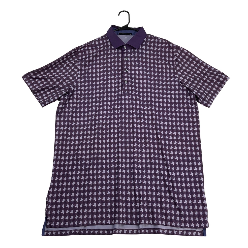 Greyson Mens XL Purple Geometric Wolf Head Print Golf Polo Shirt Short Sleeve